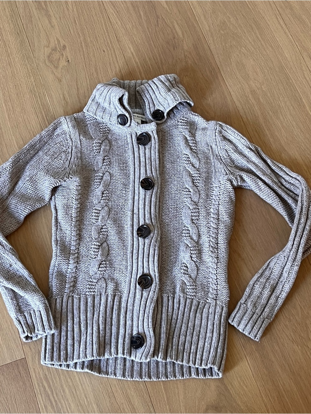 Banana Republic Heather Brown Cable-Knit Button Cardigan Sweater S